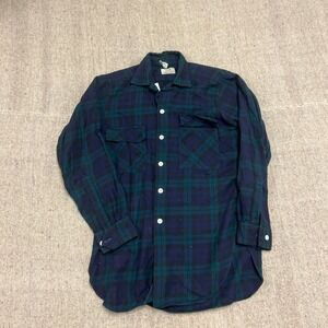 Vintage Tooke Viyella Flannel Shirt Mens Small Green 1960s Wool Plaid